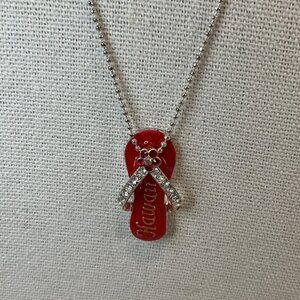 Hawaii Crystal Rhinestone Flip Flop Necklace in Red